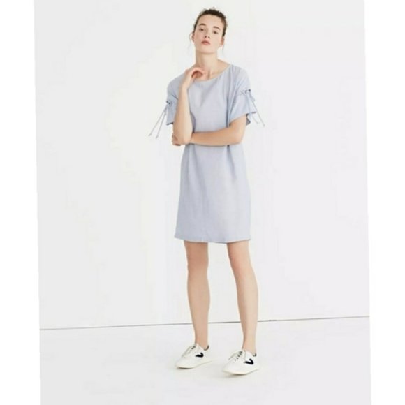 Madewell Dresses & Skirts - Madewell Striped Laced-Sleeve Dress NWT